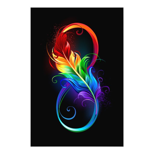 Infinity Symbol with Rainbow Feather Photo Print (Front)