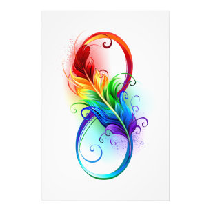 Infinity Symbol with Rainbow Feather Photo Print