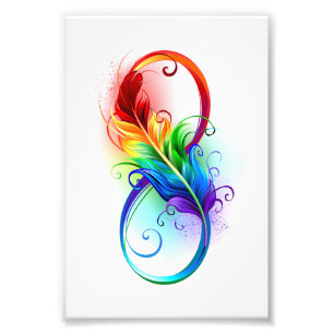 Infinity Symbol with Rainbow Feather Photo Print