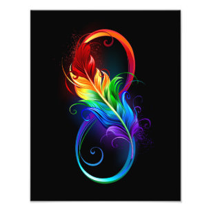 Infinity Symbol with Rainbow Feather Photo Print
