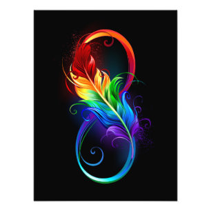 Infinity Symbol with Rainbow Feather Photo Print