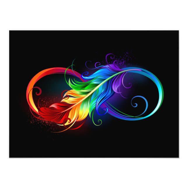 Infinity Symbol with Rainbow Feather Photo Print (Front)
