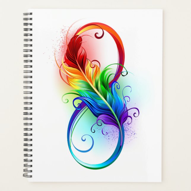 Infinity Symbol with Rainbow Feather Planner (Front)