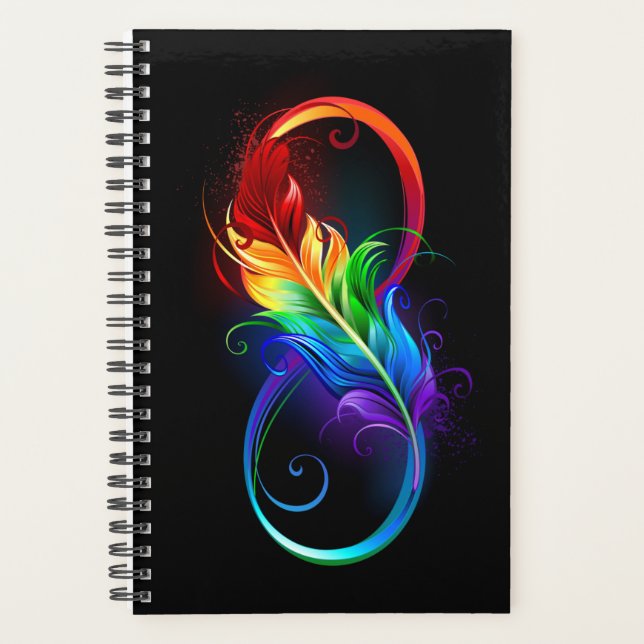 Infinity Symbol with Rainbow Feather Planner (Front)