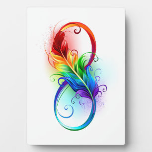 Infinity Symbol with Rainbow Feather Plaque