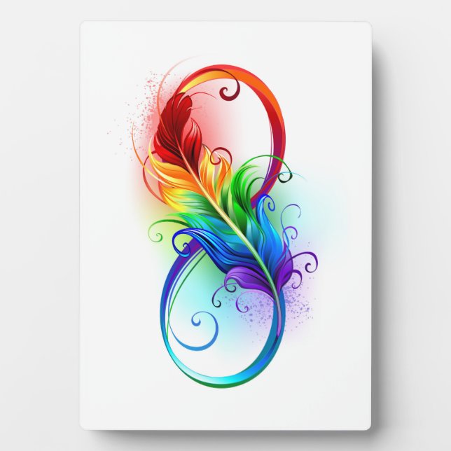 Infinity Symbol with Rainbow Feather Plaque (Front)