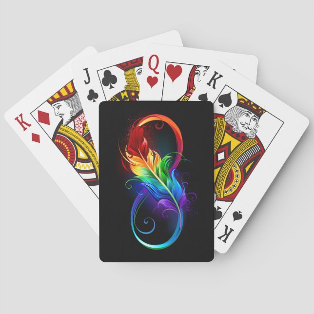Infinity Symbol with Rainbow Feather Playing Cards (Back)