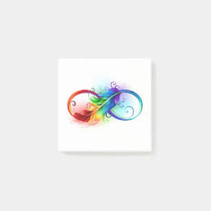 Infinity Symbol with Rainbow Feather Post-it Notes