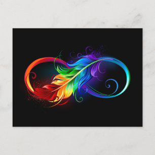 Infinity Symbol with Rainbow Feather Postcard