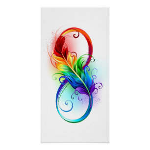 Infinity Symbol with Rainbow Feather Poster