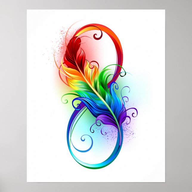 Infinity Symbol with Rainbow Feather Poster (Front)