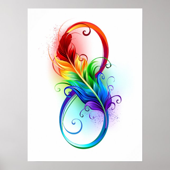 Infinity Symbol with Rainbow Feather Poster (Front)
