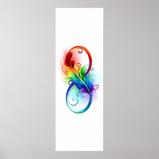 Infinity Symbol with Rainbow Feather Poster (Front)