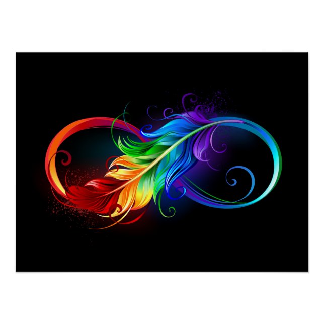 Infinity Symbol with Rainbow Feather Poster (Front)