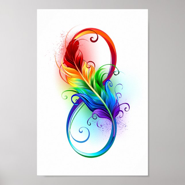 Infinity Symbol with Rainbow Feather Poster (Front)