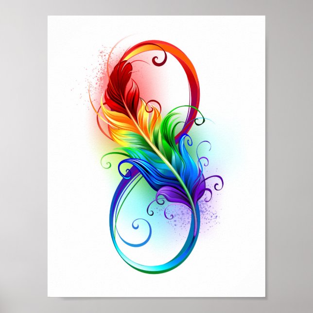 Infinity Symbol with Rainbow Feather Poster (Front)