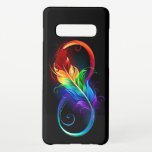 Infinity Symbol with Rainbow Feather Samsung Galaxy Case<br><div class="desc">Artistically drawn infinity symbol with beautiful rainbow feather on white background. Tattoo style.</div>