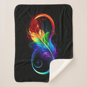 Infinity Symbol with Rainbow Feather Sherpa Blanket