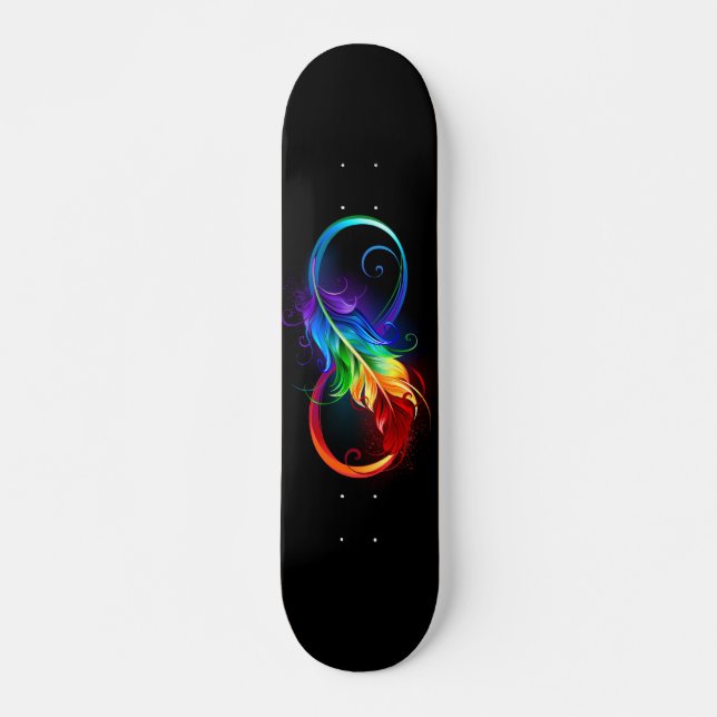 Infinity Symbol with Rainbow Feather Skateboard (Front)