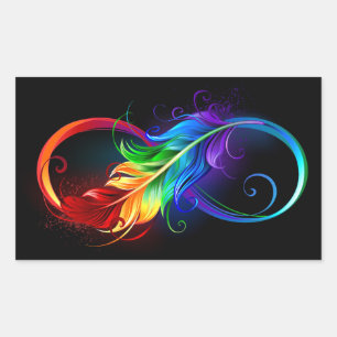 Infinity Symbol with Rainbow Feather Sticker