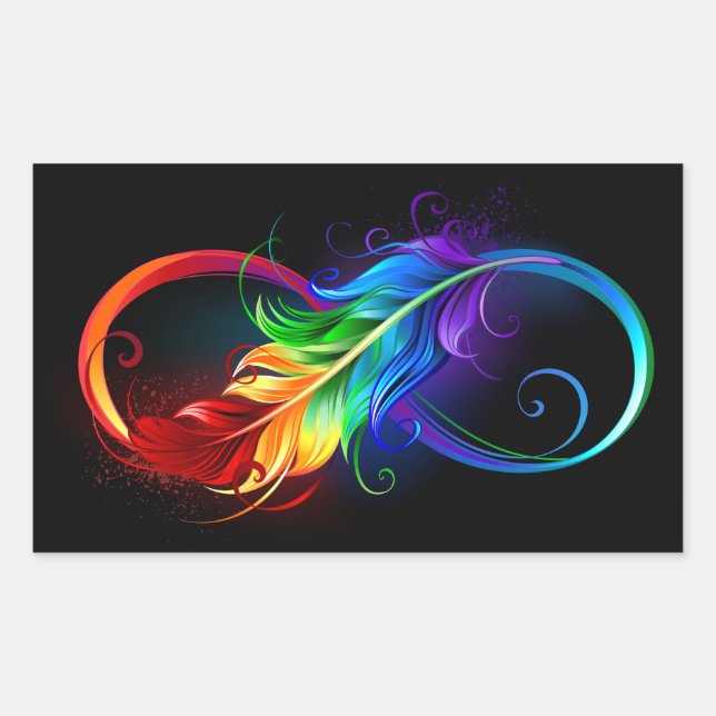 Infinity Symbol with Rainbow Feather Sticker (Front)