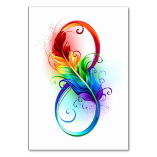 Infinity Symbol with Rainbow Feather Table Number