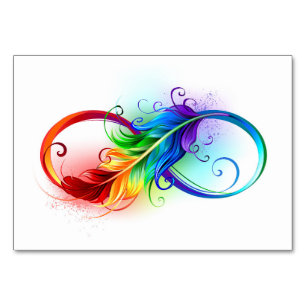 Infinity Symbol with Rainbow Feather Table Number