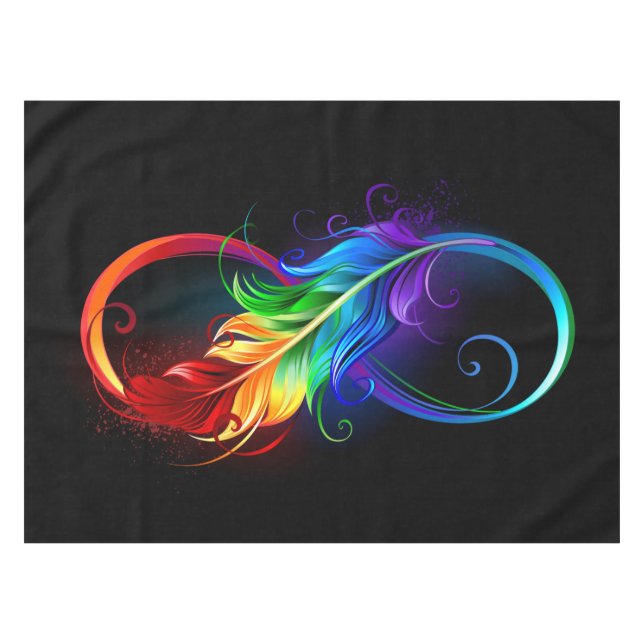 Infinity Symbol with Rainbow Feather Tablecloth (Front (Horizontal))