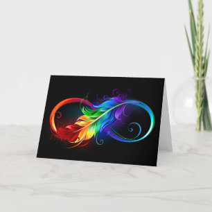Infinity Symbol with Rainbow Feather Thank You Card