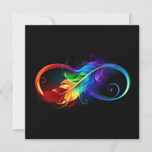 Infinity Symbol with Rainbow Feather Thank You Card