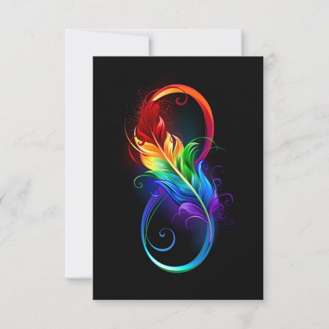 Infinity Symbol with Rainbow Feather Thank You Card (Front)
