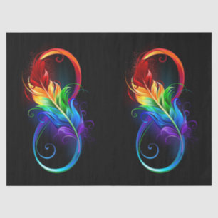 Infinity Symbol with Rainbow Feather Tissue Paper