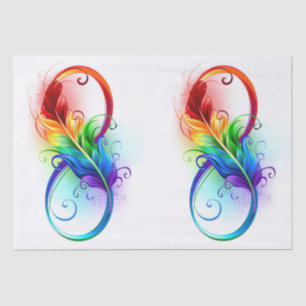 Infinity Symbol with Rainbow Feather Tissue Paper