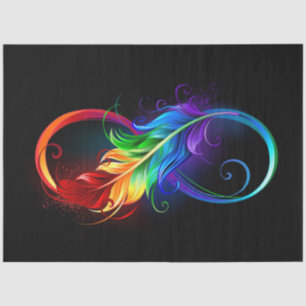 Infinity Symbol with Rainbow Feather Tissue Paper