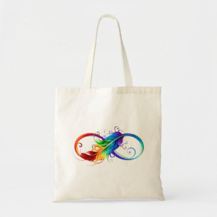 Infinity Symbol with Rainbow Feather Tote Bag