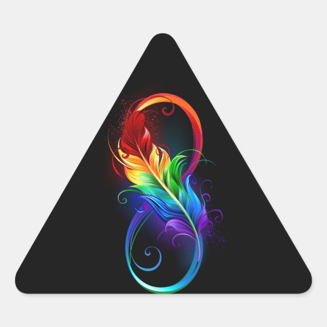Infinity Symbol with Rainbow Feather Triangle Sticker (Front)