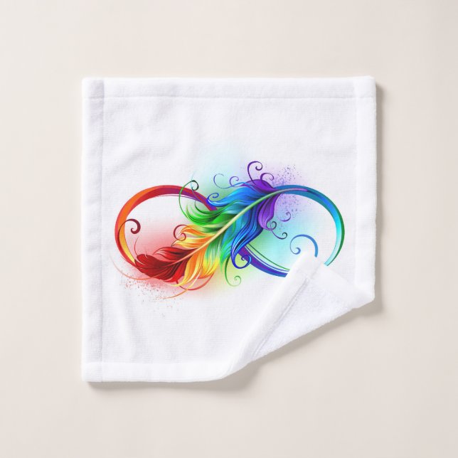 Infinity Symbol with Rainbow Feather Wash Cloth (Wash Cloth)