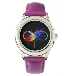 Infinity Symbol with Rainbow Feather Watch