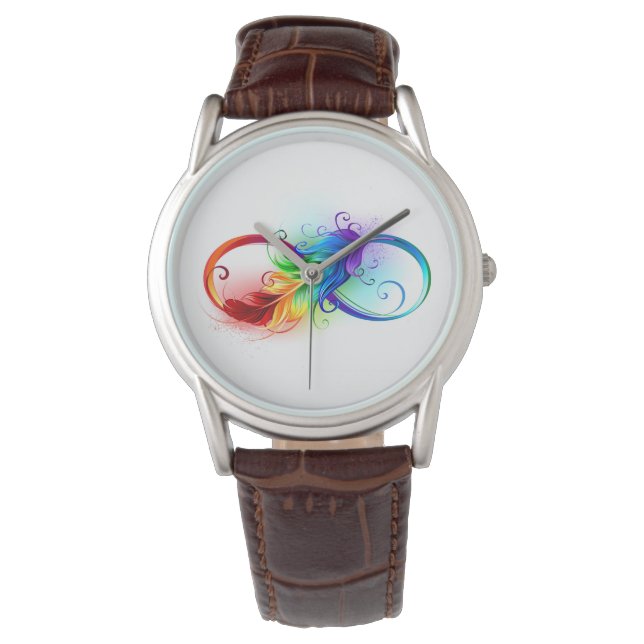 Infinity Symbol with Rainbow Feather Watch (Front)