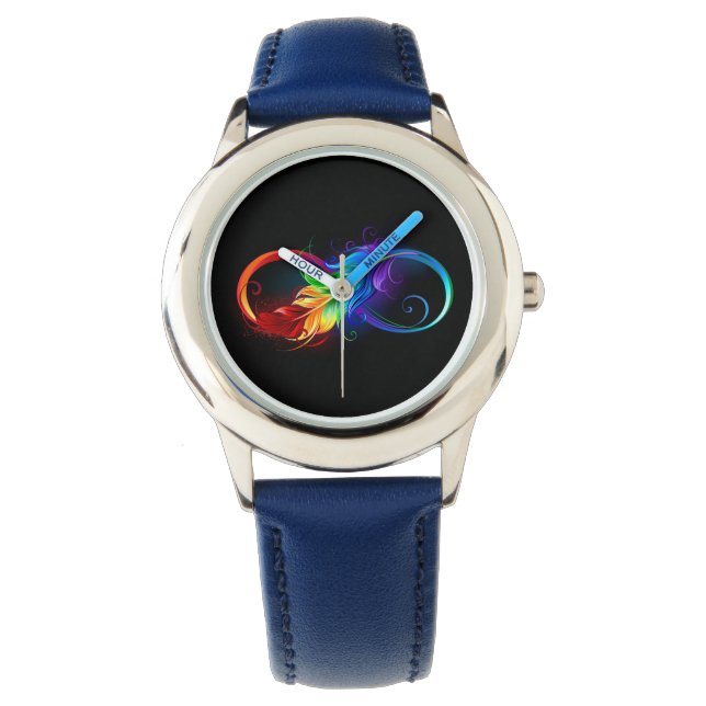 Infinity Symbol with Rainbow Feather Watch (Front)