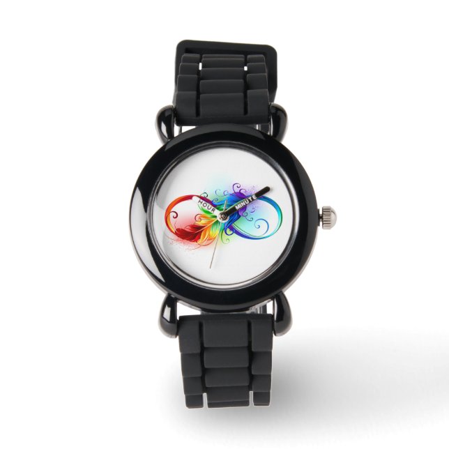 Infinity Symbol with Rainbow Feather Watch (Front)