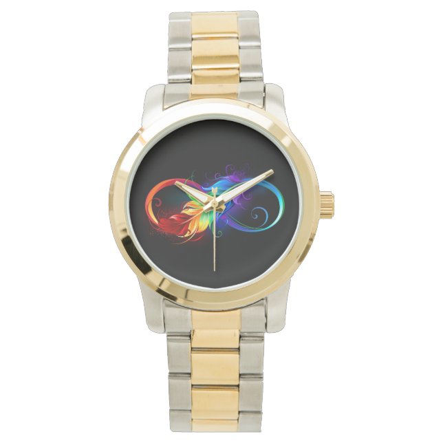 Infinity Symbol with Rainbow Feather Watch (Front)