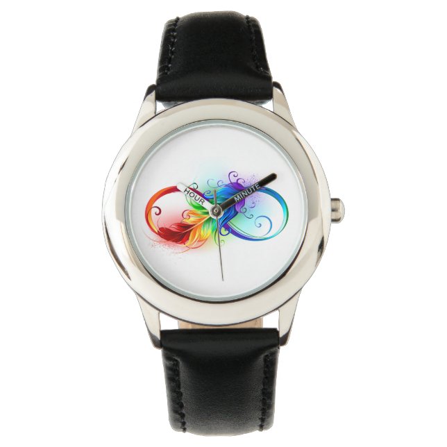 Infinity Symbol with Rainbow Feather Watch (Front)