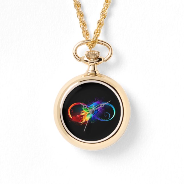 Infinity Symbol with Rainbow Feather Watch (Front)