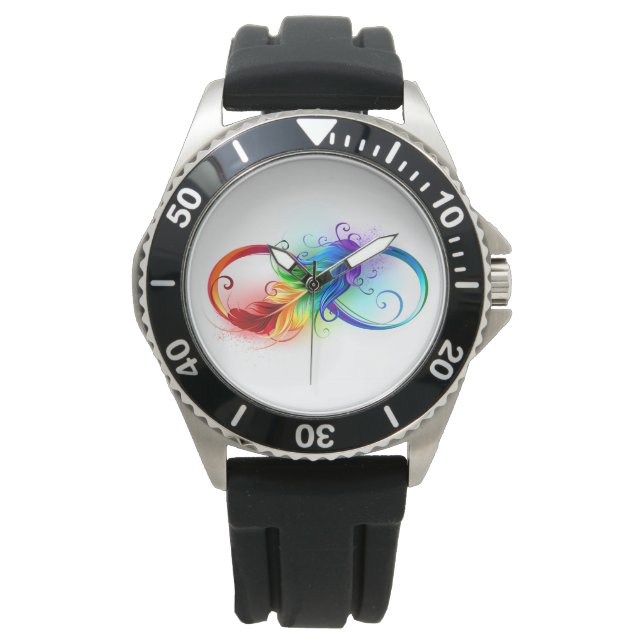 Infinity Symbol with Rainbow Feather Watch (Front)