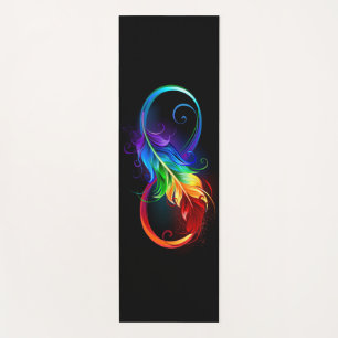 Infinity Symbol with Rainbow Feather Yoga Mat