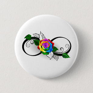 Infinity Symbol with Rainbow Rose 2 Inch Round Button