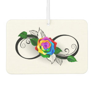 Infinity Symbol with Rainbow Rose Air Freshener
