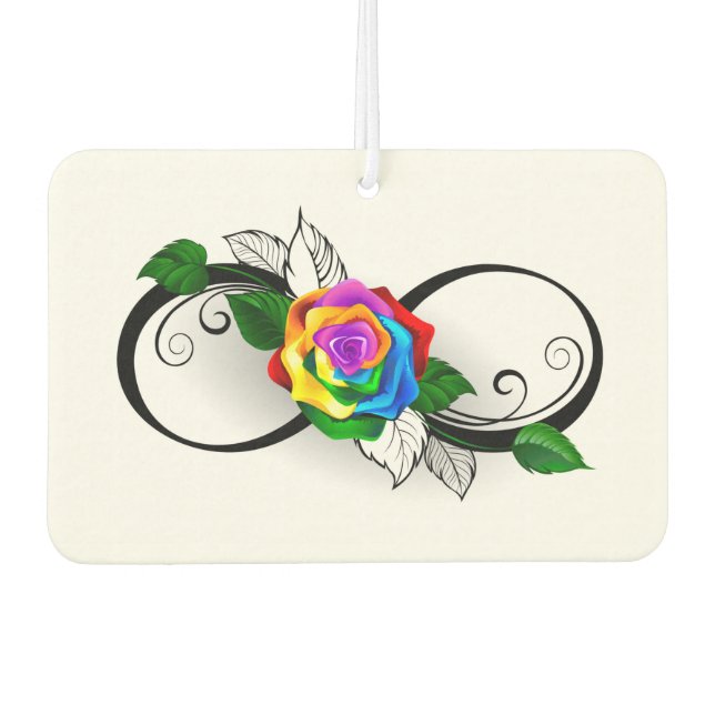 Infinity Symbol with Rainbow Rose Air Freshener (Front)