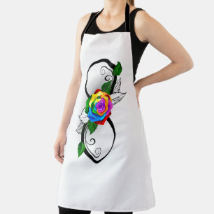 Infinity Symbol with Rainbow Rose Apron